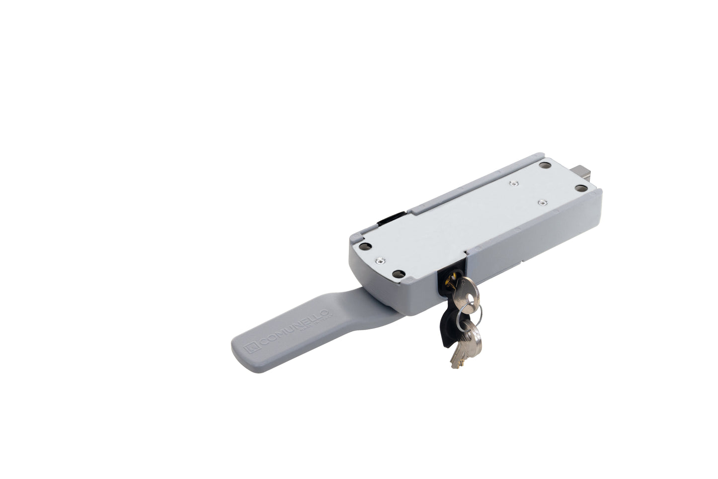 Comunello Eagle underground actuator with 230V IP67 protection, featuring a lever system and keys.