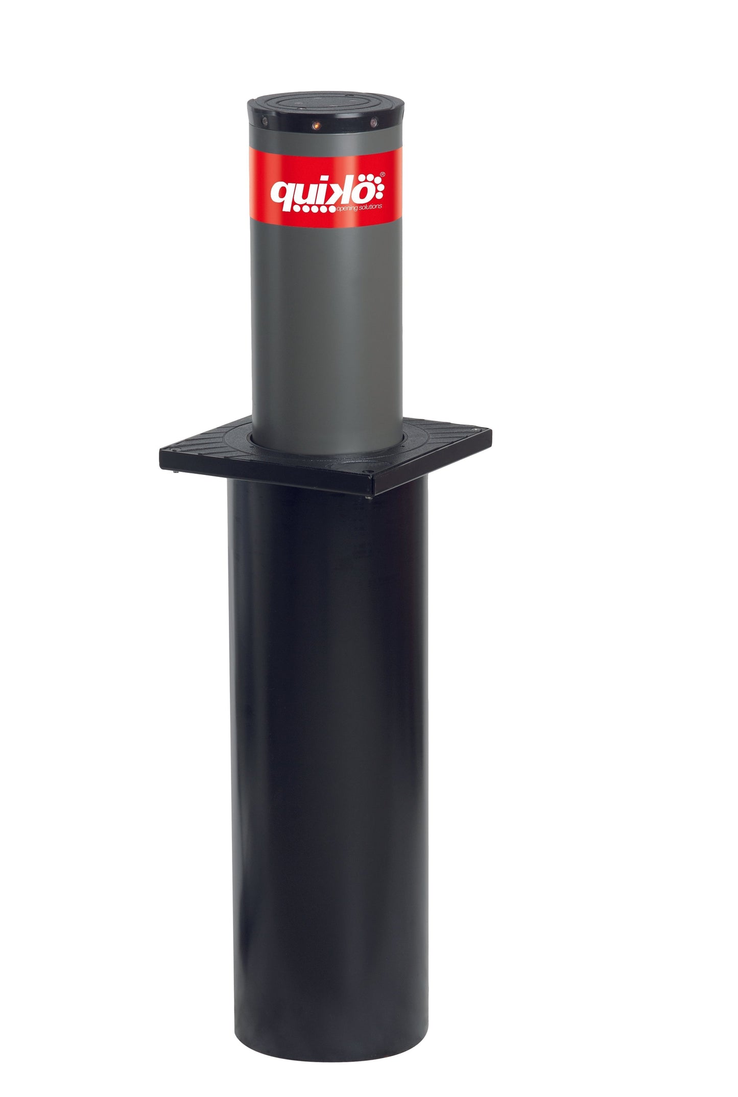 Automatic bollard from Quiko Italy with high-intensity visibility, designed for security and traffic management.