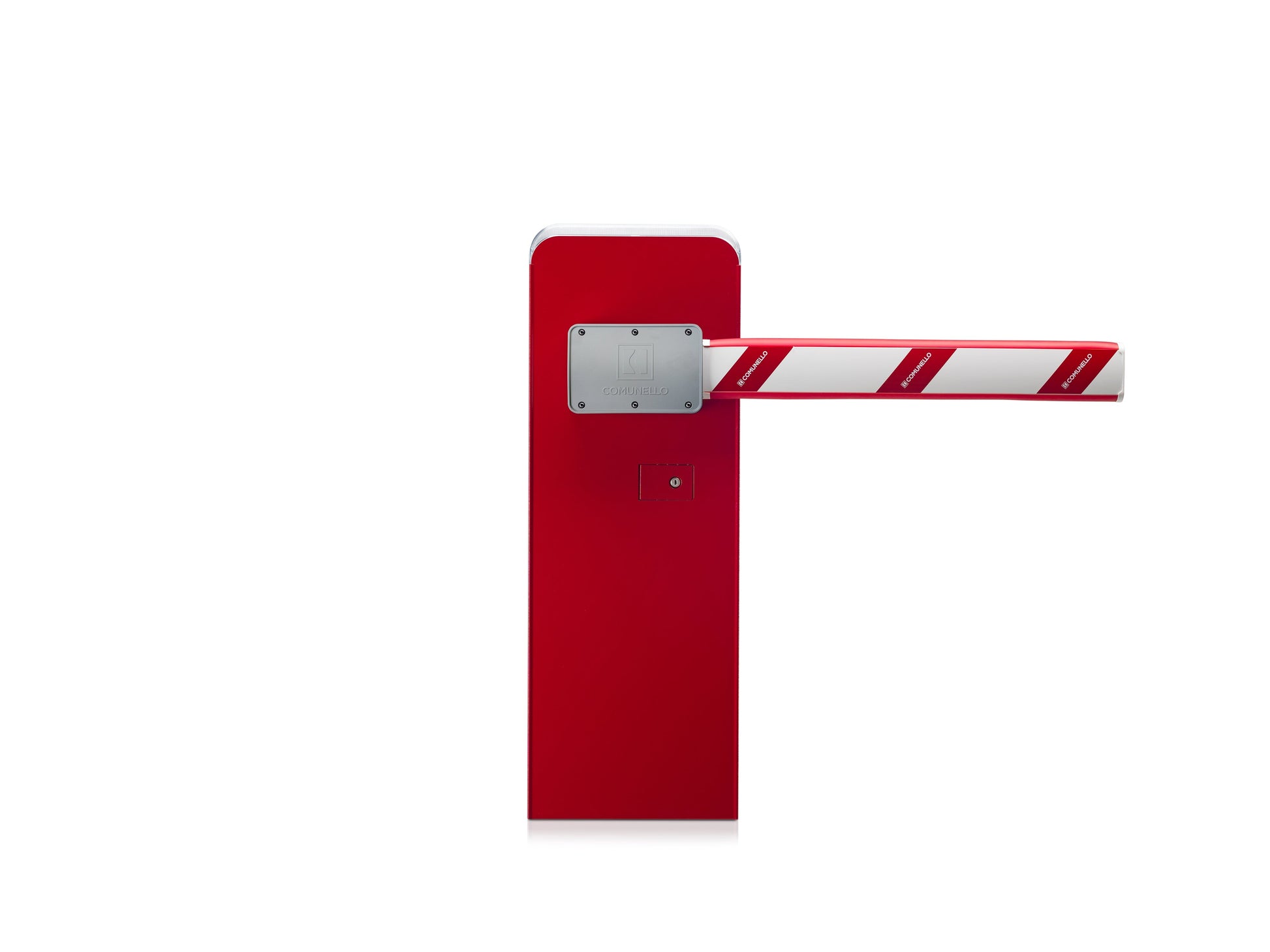 Comunello Limit 600 24V 6M intensive use gate barrier with robust red body and metal arm.